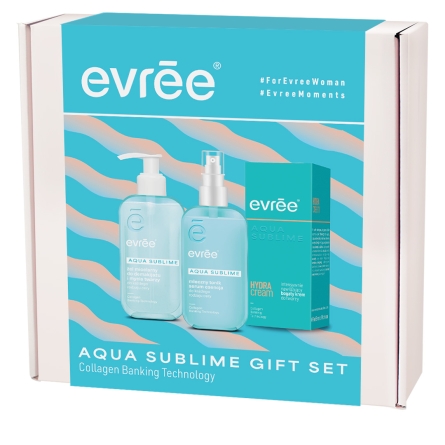 Zestaw Evree Aqua Sublime 3 elementy pielęgnacja twarzy (krem do twarzy, żel, serum)