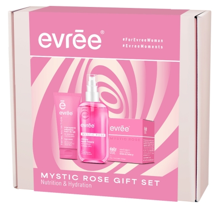 Zestaw Evree Mystic Rose pielęgnacja twarzy i rąk 3 elementy (tonik, krem do twarzy, krem do rąk)